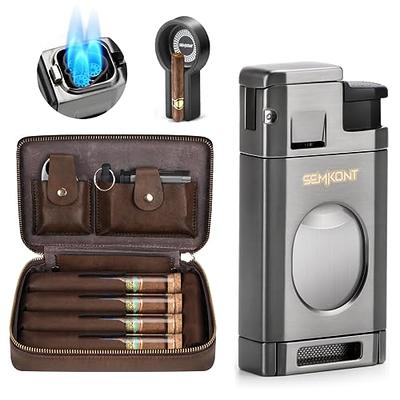 Portable Travel Cigar Humidor Leather Case with Cutter – Ashtray