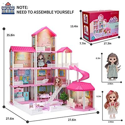 Doll House - Beauty Villa Set For Kids - Lovely Pink Doll House - Doll House  For Girls - Pink Color Doll Play House