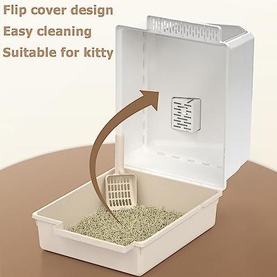 Cat Litter Box Semi Enclosed Easy Cleaning Proof Foldable Kitten