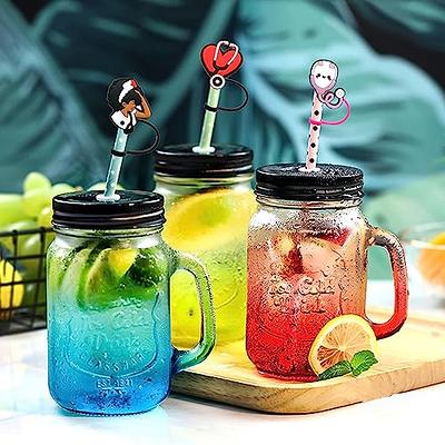 6 Pcs Straw Covers Cap Silicone Straw Tips Covers Reusable Drinking Straw Toppers Cute Dust-proof Straw Plug for 6-8 mm Straws Outdoor Home Kitchen
