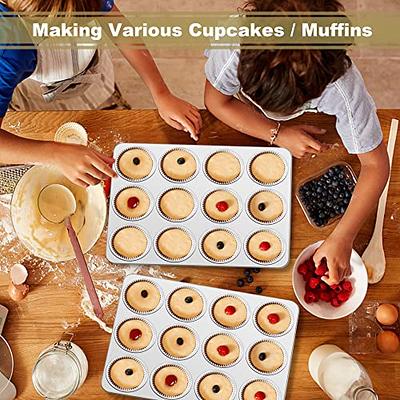 TeamFar 12-Cup Muffin Pan, Stainless Steel Muffin Tin Metal Cupcake Baking  Pan for Oven, Regular Size & Non Toxic, Easy Clean & Dishwasher Safe