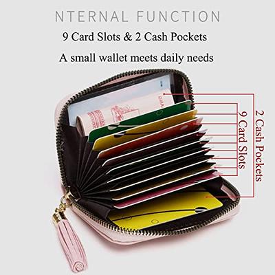 Small Leather Wallet for Women Girls Credit Card Holder Purse Pink