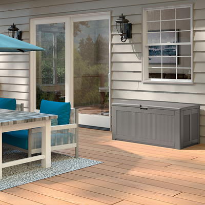 Rubbermaid Outdoor Deck Box, Extra Large, Weather Resistant, Gray