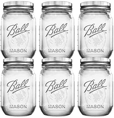 Ball Mason Jars 16 oz Bundle with Non Slip Jar Opener Set of 6 - 16 Ounce  Size Mason Jars with Regular Mouth - Canning Glass Jars with Lids, Heritage