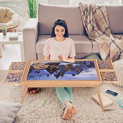 JoyBerri Planche de puzzle – avec puzzle gratuit/table de puzzle de 1500  pièces pour adultes/organisateur de table de puzzle portable en bois et  planche de puzzle avec tiroirs/plateau de puzzle cadeau pour