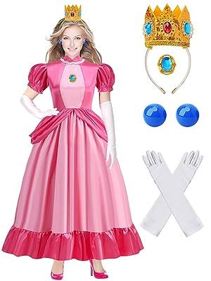 Deaicos Women Princess Peach Dress Adult Peach Costume With Crown