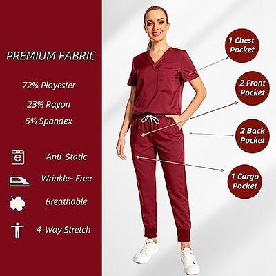 PuriPure Scrubs Set for Women Nurse Uniform Jogger Classic V-neck Scrub Top  & Jogger Scrub Pants Athletic Scrub Set Workwear (Wine Red, Small) - Yahoo  Shopping