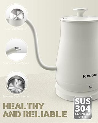 Keebar Electric Kettle, 100% Stainless Steel Tea Kettle, Electric Gooseneck  Kettle with Auto Shut Off, Pour Over Kettle for Coffee & Tea,  0.8L,1000W,White - Yahoo Shopping