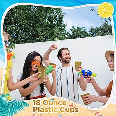 Disposable Party Plastic Cups [100 Pack - 18 Oz.] Red Drinking Cups