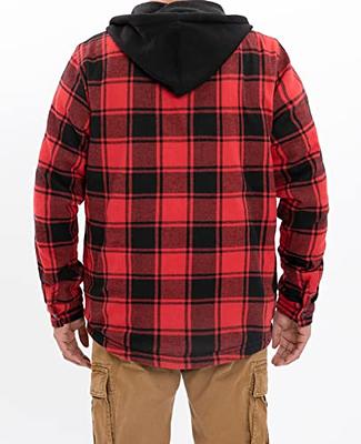 ZENTHACE Men's Sherpa Lined Full Zip Hooded Plaid Shirt Jacket