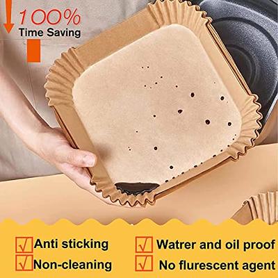 200pcs Air Fryer Disposable Paper Liner Square 7.9 inch, Non-Stick Disposable Air Fryer Liners Non-Stick Air Fryer Liners, Oil-Proof, Water-proof