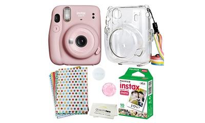 Fujifilm INSTAX Mini 7+ Bundle (10-Pack Film, Album, Camera Case,  Stickers), Light Pink, Brand New Condition