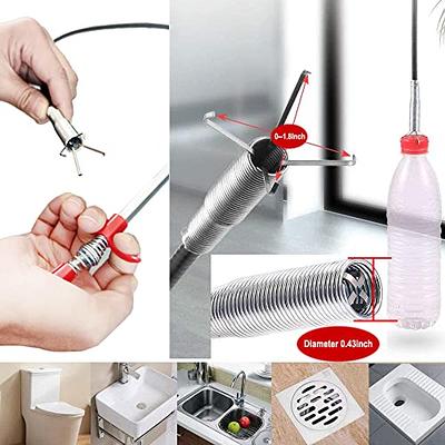 51Toilet Auger Clog Remover Tool with Grabber Flexible Toilet Snake  Grabber Unclogger Tool, Four-Claw Picker, Stainless Steel Telescoping Rod,  For