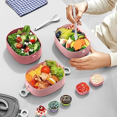 KHOXU Bento Lunch Box, Stackable 3 Layers Bento Box Adult Lunch