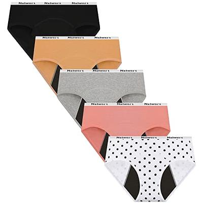 Nalwort Womens Period Underwear Menstrual Period Panties Postpartum Cotton  Panties 5 Pack (Color-3, 3X-Large) - Yahoo Shopping