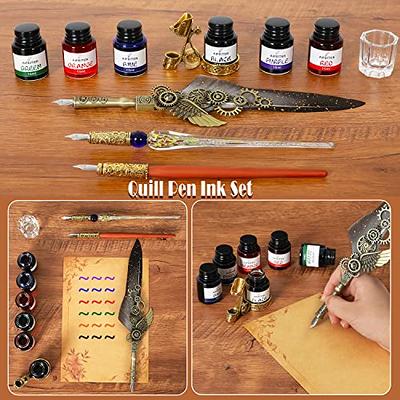 Aifeiter Feather Pen Ink Set, Includes 6 Bottles of Ink,Quill Pen,Glass  Dipping Pen,Wooden Dipping Pen,8 Sheets of Writing Paper,Envelope,Wax  Granules,Round Wax,Seal,Spoon,Pen Holder(Grey) - Yahoo Shopping