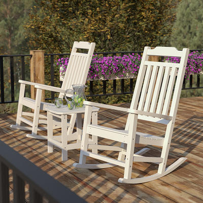 Psilvam Patio Rocking Chair, Poly Lumber Porch Rocker with High Back,  350Lbs Support Rocking Chairs for Both Outdoor and Indoor, Poly Rocker  Chair