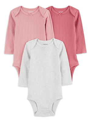 Garanimals Baby Girls Short Sleeve Bodysuits Multipack, 3-Pack