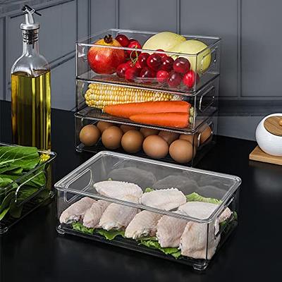 8 Pack Refrigerator Organizer Bins,Plastic Freezer Organizer Bins