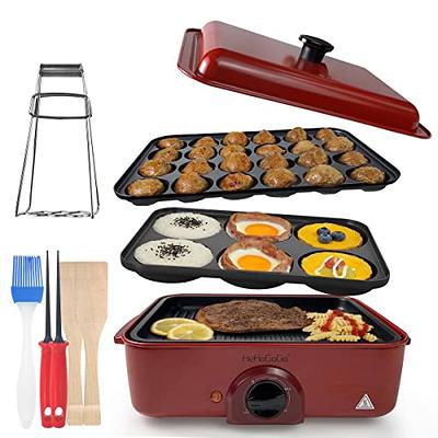 HeHoGoGo 3 in 1 Multifunctional Electric Griddle Electric Skillet Nonstick  Baking Maker with 3 Interchangeable Pan Takoyaki Maker Cake Pop Maker  Pancake Maker Red - Yahoo Shopping