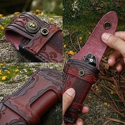  MiOYOOW Pocket Knife Sheath, 4'' Leather Knife Pouch