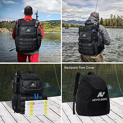 Fishing Tackle Backpack With Rod Holders Waterproof Large Capacity