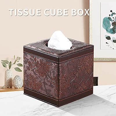 Tissue Box Cover Square, Universal Compatible Large Size, Modern Tissue Box  Holder for Napkin Facial Paper, Leather Dryer Sheet Dispenser Organizer