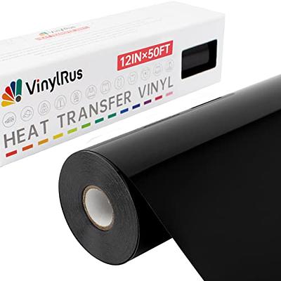 VinylRus Heat Transfer Vinyl-12” x 50ft Black Iron on Vinyl Roll