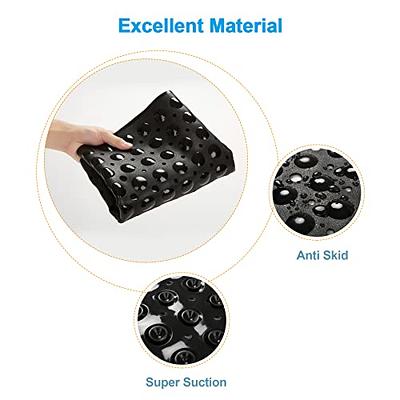 DEXI Bath Tub Shower Mat Non-Slip 16 x 39 Extra Long Bathtub Mats, Suction Cups, Drain Holes, Machine Washable Bathroom Mat, Black