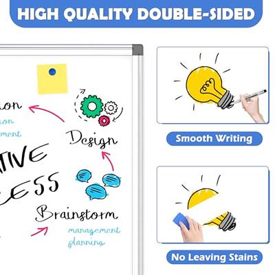 AMUSIGHT Double-Sided Magnetic Whiteboard, 24 x 18 Dry Erase Board Black  Aluminum Frame for Wall, White Board Dry Erase Marker Board for Kitchen