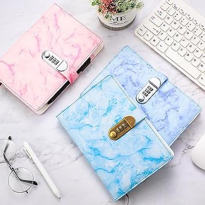 Marble Diary with Lock for Girls and Women, A5 Purple Notebook with Pen,  Password Locked Journal for Teen Girls Gift 