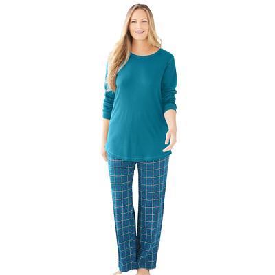 Plus Size Women's Thermal PJ Set by Only Necessities in Deep Teal Plaid  (Size 38/40) Pajamas - Yahoo Shopping