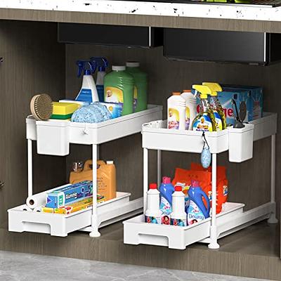 Seasky 2 Pack Adjustable Height Under Sink Organizers and Storage