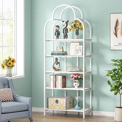 5 Tier Bookshelf Arched Bookcase Modern Standing Bookshelves Tall Display  Racks Metal Book Shelf for Bedroom, Living Room, Home Office