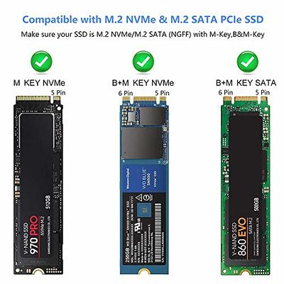 10Gbps M.2 NVMe SSD Enclosure, USB 3.1 Gen 2 To NVMe PCI-E M.2 SSD Case,  Tool Free M.2 USB Adapter Aluminum, Support UASP For NVMe SSD Size  2230/2242/