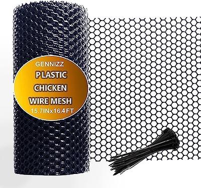 Chicken Wire Fence Mesh, 15.7IN X 10FT Black Plastic, Hexagonal Fencing  Wire for