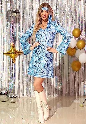 Retro 70s Costume Disco Dress Women Hippie Party Clothing High