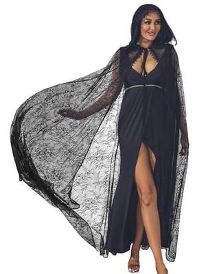  IKSII Tulle Cape Witch Costume for Women,Sheer Lace