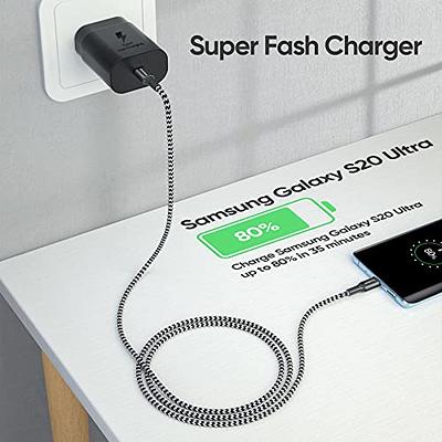 Chargeur 25W Rapide Cable Type USB-C pour Samsung S10 S20 S21 NOTE 9 10 20