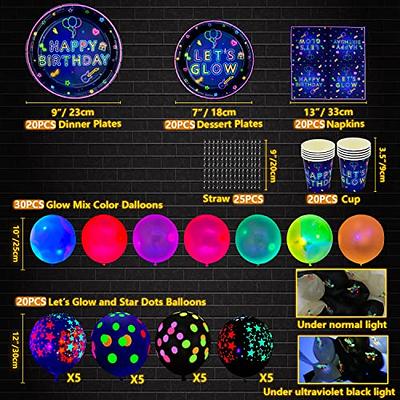  192 Pcs Glow in The Dark Party Supplies - Include Let's Glow  Neon Party Backdrop, Neon Balloons, Tablecloth, Glow Sticks Party Pack,  Glow Party Supplies Blacklight Neon Party Decorations : Home