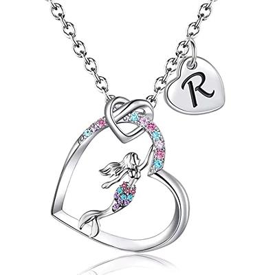 BAOWING Mermaid Gifts for Girls Mermaid Necklaces for Teen Girls Heart  Initial Mermaid Tail Pendant Rainbow Crystal Jewelry Gifts for Daughter  Granddaughter Niece Teen Girl Letter R - Yahoo Shopping