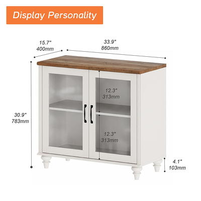 HOMCOM Modern Kitchen Sideboard, Stackable Buffet Cabinet, Sliding Glass Door Cupboard with Adjustable Shelf, Gray