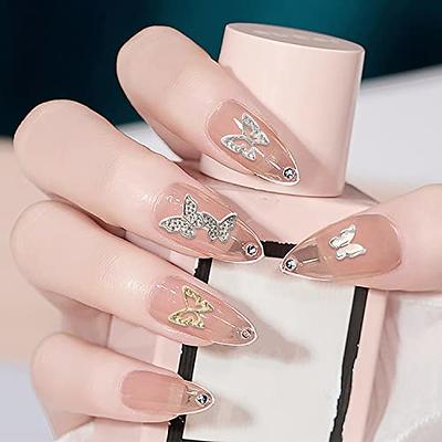 SILPECWEE 100pcs Butterfly Nail Charms 3D Gold Silver Butterflies