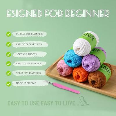 4x50g Beginners Crochet Yarn, Yarn for Crocheting and Knitting Beginners,  Easy-to-See Stitches, Soft Yarn Solid Color DIY Hand Craft Bag Blanket