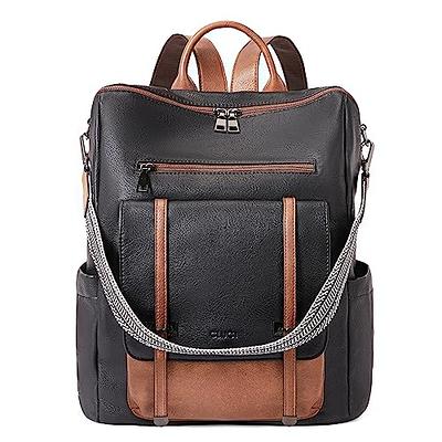  Iswee Genuine Leather Backpack Purse for Women Fashion Anti  Theft Designer Ladies Daypack Convertible Shoulder Bags Travel(Black)