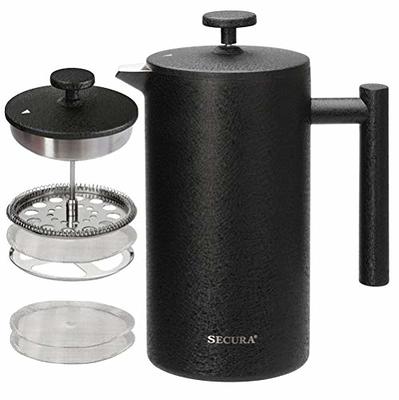 Secura French Press Coffee Maker, 304 Grade Stainless Steel Insulated Coffee  Press with 2 Extra Screens, 34oz (1 Litre), Black - Yahoo Shopping