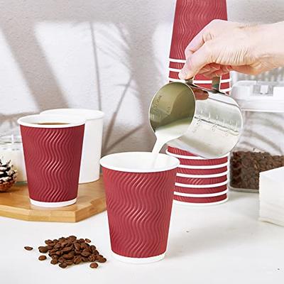 [50 Pack] Disposable Coffee Cups - 10 oz White Double Wall Insulated To Go  Coffee Cups - Kraft Paper Cups for Chocolate Tea, Espresso, and Cocoa