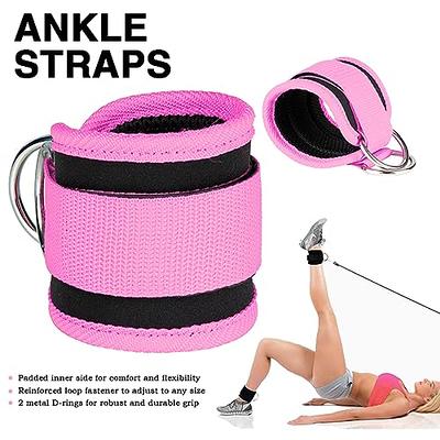 Ankle Strap for Cable Machine, Padded Gym Accessories Cuffs Support  Extensions Metal for Women Glutes Pulley Cable Machine Training , Pink 