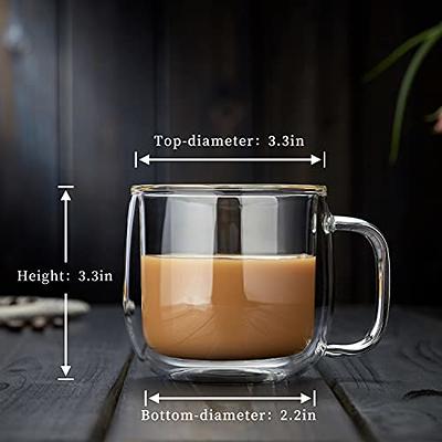 6-Pack 10 oz. Clear Glass Coffee Mugs with Thick Handles for Latte Milk  Coffee Tea Juice Drinks (300 ml ) 