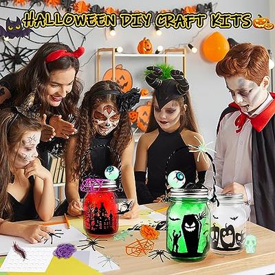 Halloween Crafts for Kids, 4 PCS Halloween Mason Jar with